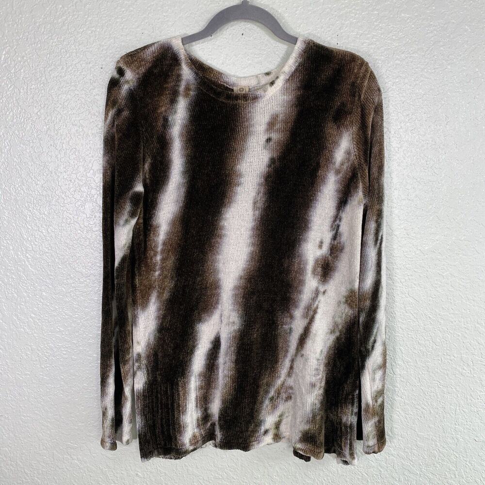 XCVI Sweater Women Small Tie Dye Marble Print Ribbed Chenille Pullover Rayon NEW